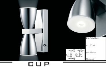 Neuhaus Design Wandleuchte CUP 2fach Alu-blank